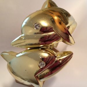 Gold glossy metallic Golden dolphin sea creature ocean bracelet beach animal